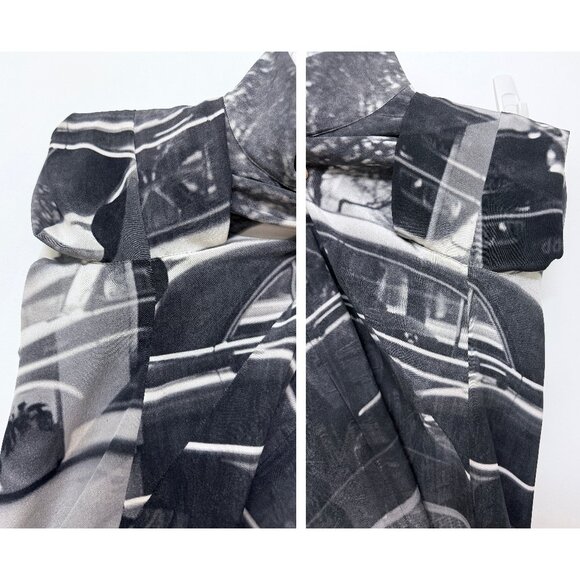Akris Three Women Vivian Maier Print Silk Top Blouse Black Gray Photo Car 8 - Picture 13 of 16